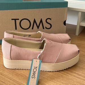 Toms Pink Canvas Platform Shoes
